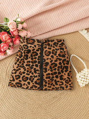 Baby Girls Leopard Print Short Dress with Zipper