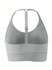 Seamless Halter Sports Bra Adjustable Yoga Fitness Bra