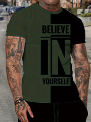 Men's Believe In Yourself Print T shirt Casual Comfy 3D Print Tee Men's Clothing