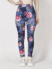 Floral Print Skinny Leggings Casual Stretchy Leggings
