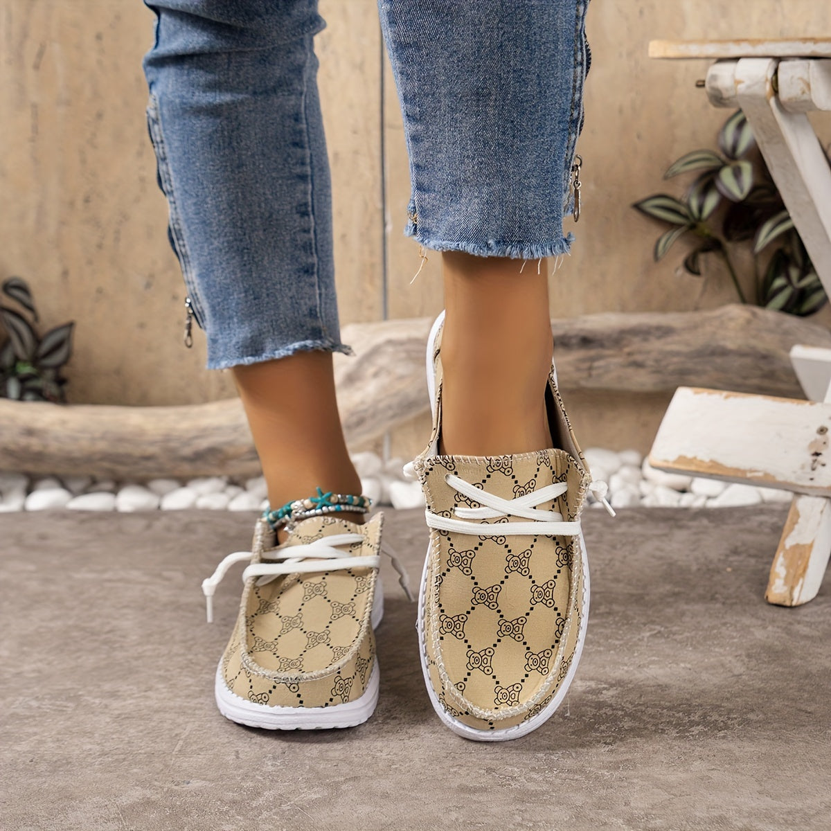 Women's Cartoon Bear Boat Shoes Lightweight Slip-on Casual Flats