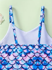 2pcs Toddler Girls Starry Polka Dot Swimsuit Set with Swimming Cap