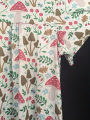 Mushroom & Leaf Print Dress Short Sleeve
