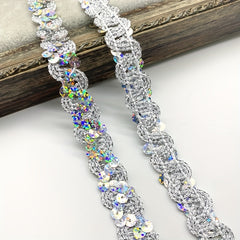 2 Yards Glittering Sequined Ribbon Trims For DIY Sewing