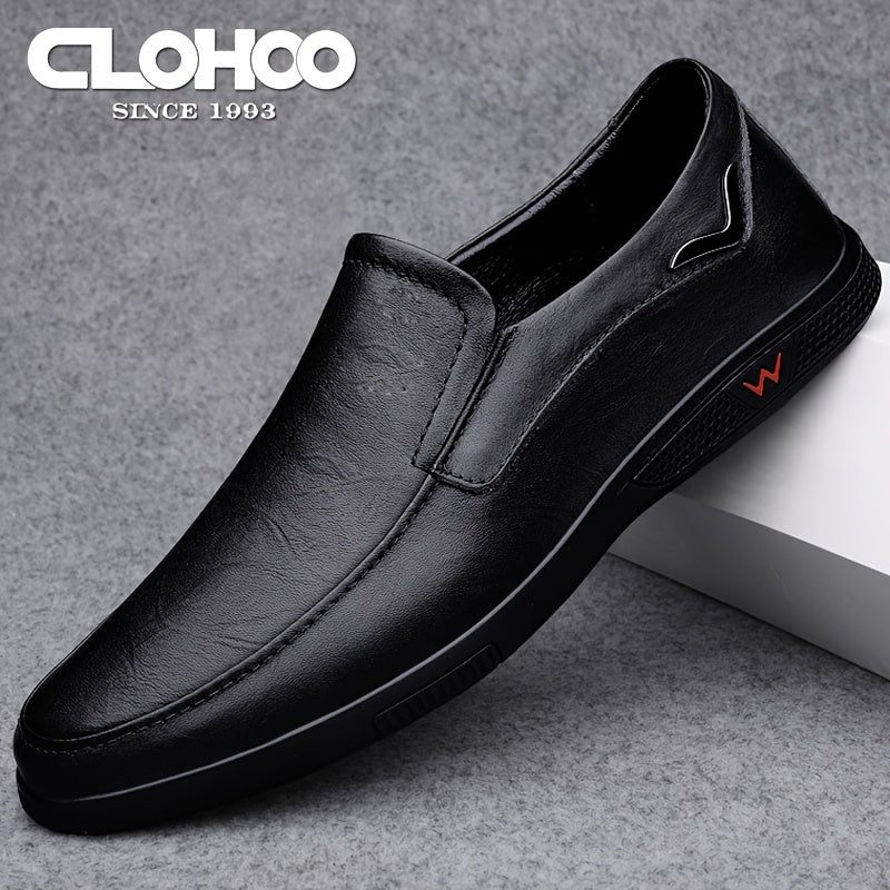 CLOHOO Personalized Leather Dress Shoes Custom Slip On Flat Shoes