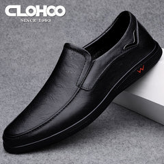 CLOHOO Personalized Leather Dress Shoes Custom Slip On Flat Shoes