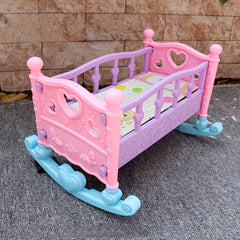 Heart Shaped Doll Toy Bed with Flower Patterns - Princess Playhouse Accessory