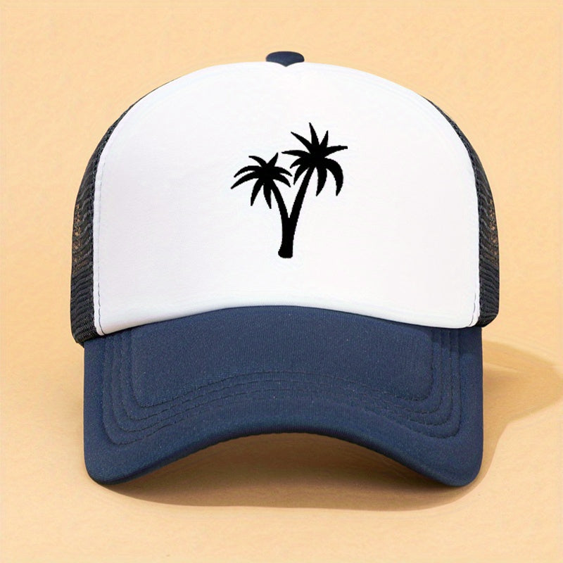 Coconut Tree Print Mesh Baseball Cap for Men