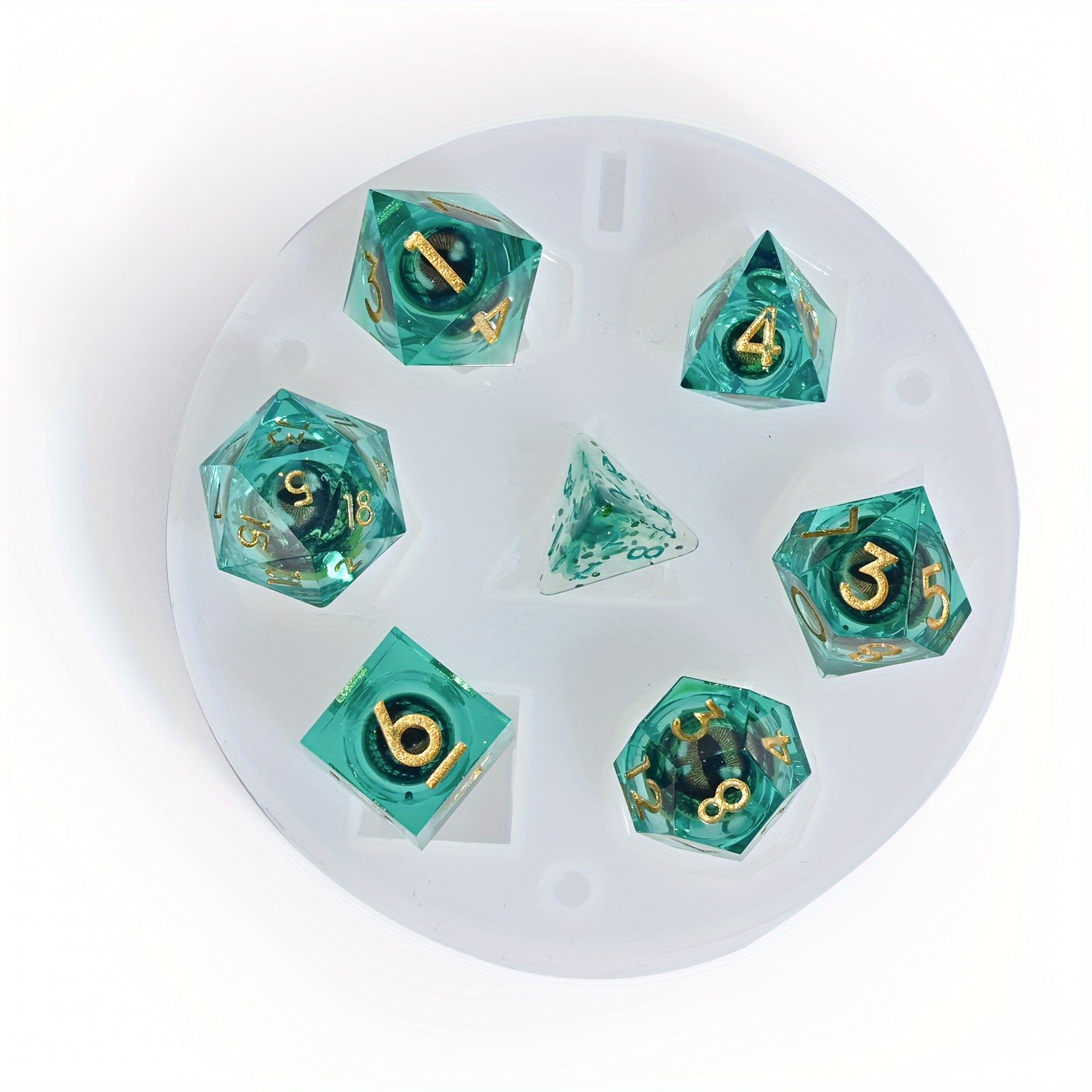 7pcs Polyhedral Pointed Dice Set Silicone Molds