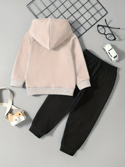 Boy's 2pcs Hoodie & Sweatpants Set Letter A Print Top Casual Outfits