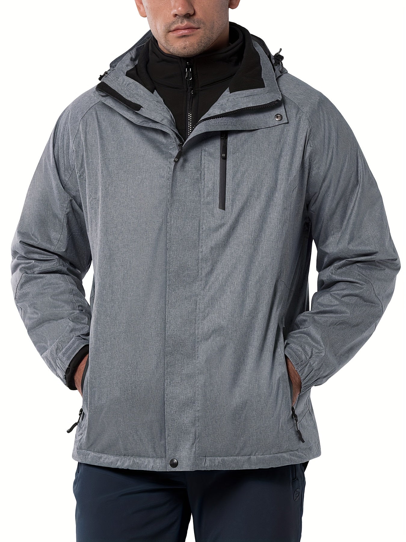 Men's 3 In 1 Fleece Sports Casual Waterproof Hooded Jacket