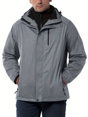 Men's 3 In 1 Fleece Sports Casual Waterproof Hooded Jacket