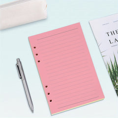 100 Sheets A6 A5 Colorful Refill Paper 6 Hole Filler Inserts