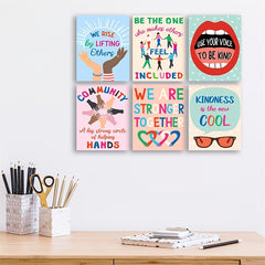 6pcs Classroom Kindness Posters Set 20x25 Growth Mindset Motivation