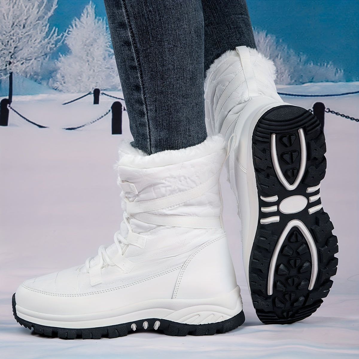 Women's Waterproof Snow Boots Warm High Tube Hiking Boots