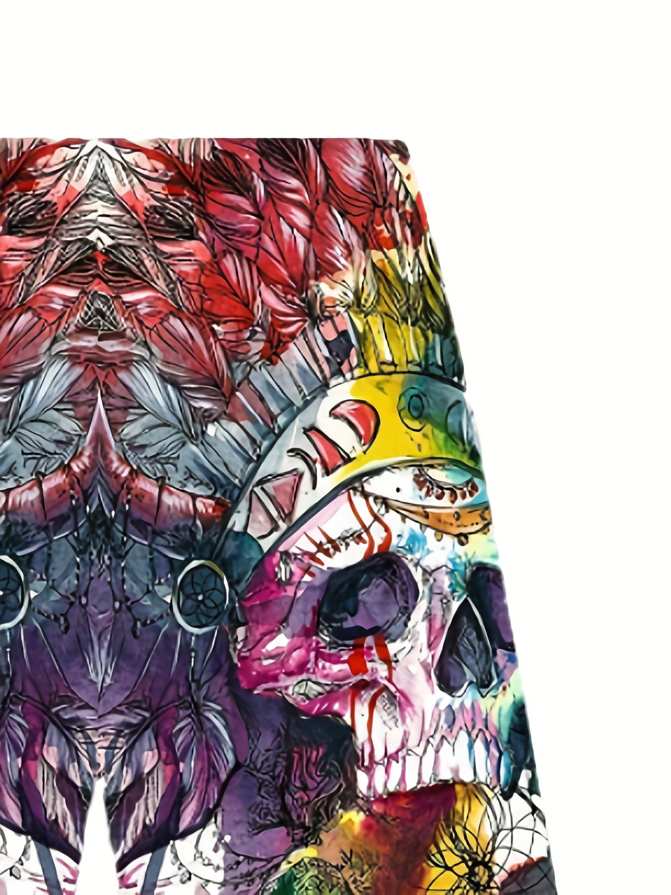Colorful Skull Graphic Men's Shorts Elastic Waist Summer Outdoor