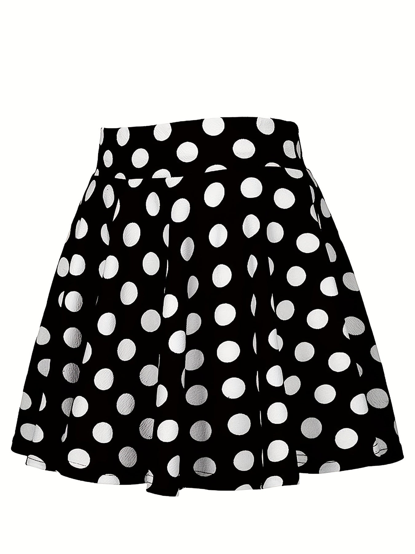 Polka Dot Print Flared Skirt High Waist Retro Style