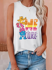 Cartoon Bear Print Tank Top Women's Summer Sleeveless Casual Tee