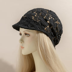 Lace Flower Soft Turban Hat Vintage Heap Hat Elastic Cap