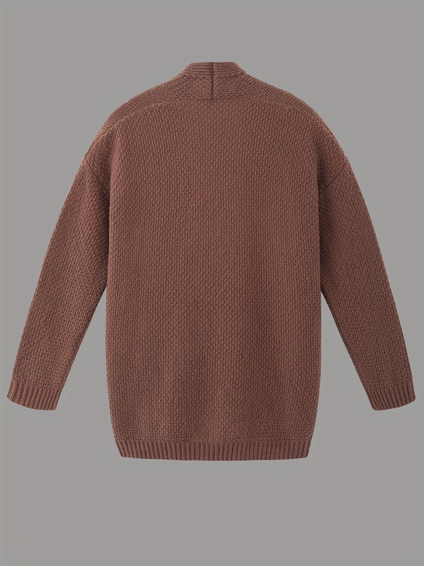 Solid Knit Long Sleeve Open Front Cardigan