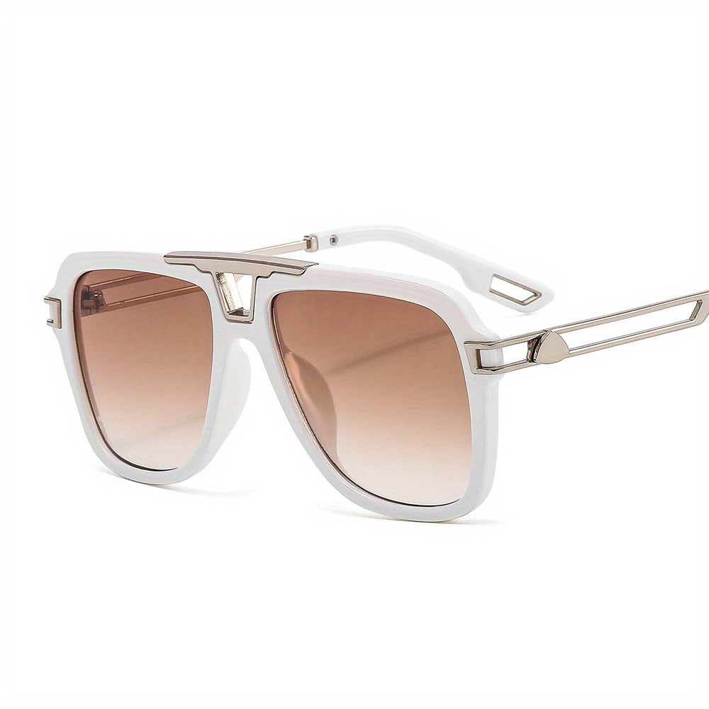 Square Metal Aviator Sunglasses Hollow Out Temple UV400