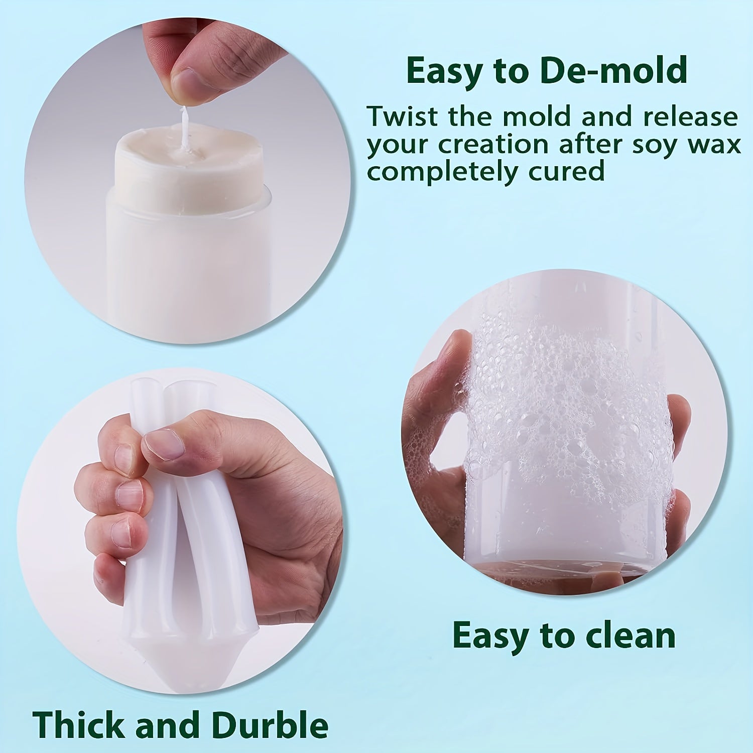 Silicone Cylinder Candle Molds 4pcs Pack 10 & 7 & 5cm