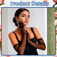 Women's Long Formal Gloves Sheer Mesh Party Wedding Prom Gala