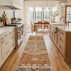 Non Slip Moroccan Tribal Kitchen Rug - Machine Washable