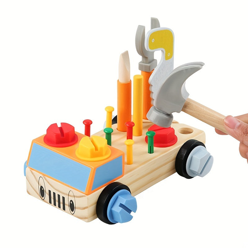 Montessori Wooden Tool Car Toy Set for Toddlers