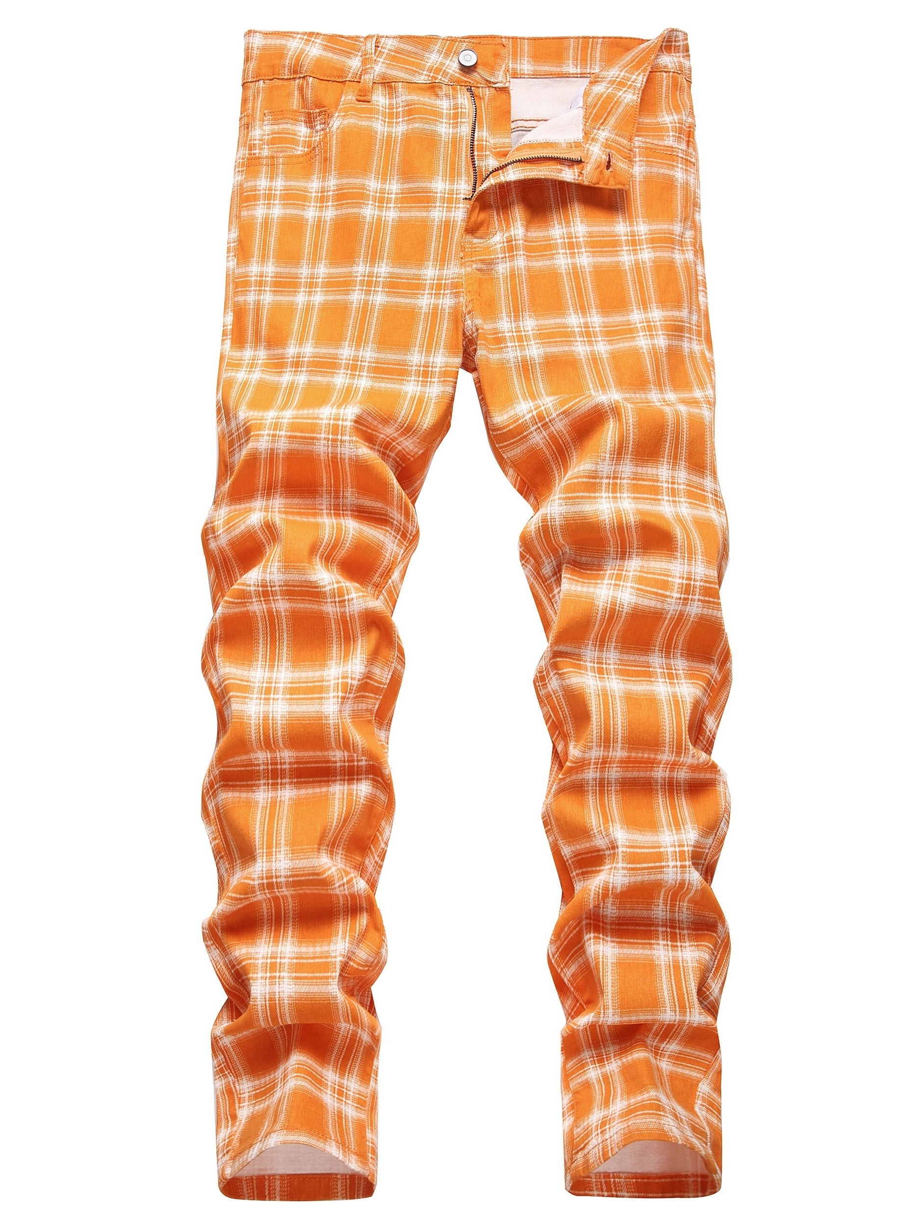 Men's Plaid Cotton Trousers Casual Pants
