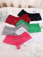 6 Pack Plus Size Sexy Briefs Set Women's Floral Lace Breathable Panties