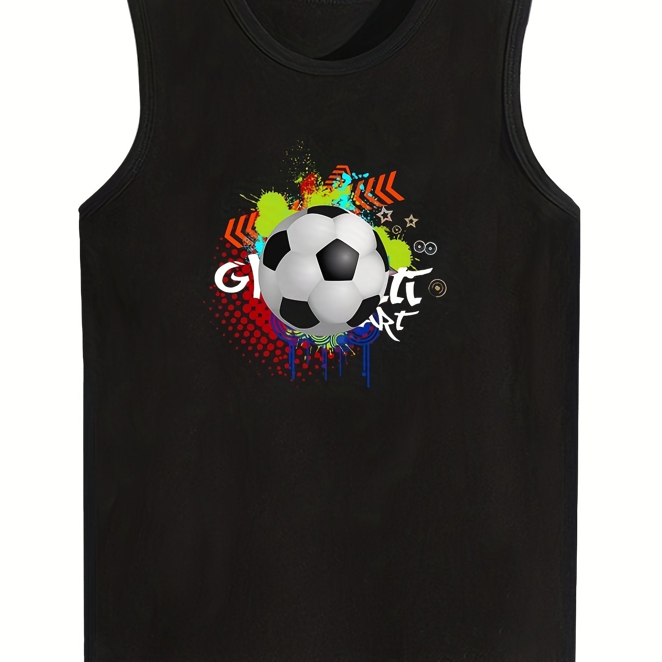 Boys Football Graphic Tank Top Sleeveless Casual Cotton Crew Neck Shirt