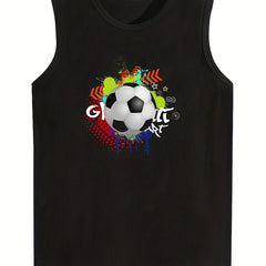 Boys Football Graphic Tank Top Sleeveless Casual Cotton Crew Neck Shirt
