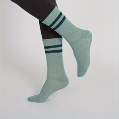 Mid Calf Yoga Socks Sweat Absorption Anti-Skid Sports Pilates Ballet Barre