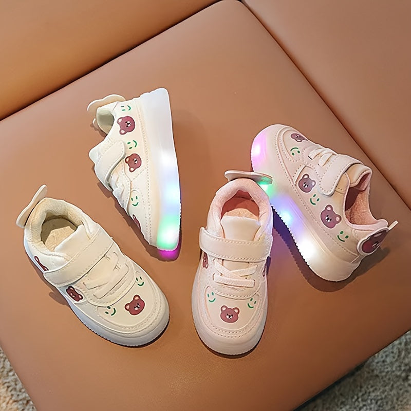 Cartoon Print Low Top Light Up Sneakers for Girls
