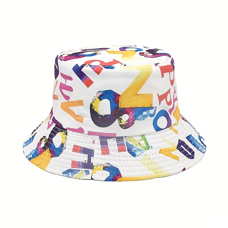 Graffiti Print Reversible Bucket Hat Breathable Sunshade Cap