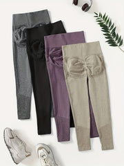 Solid High Waist Yoga Leggings Stretch Workout Pants