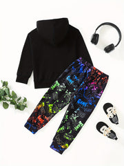 Reflective Boy's 2pcs Hoodie & Sweatpants Set Colorful Graphic Outfits