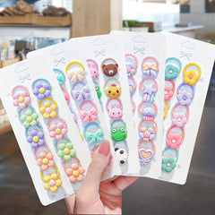 10pcs Cute Hair Ties for Girls Star Heart Animal Bow Knot Hair Accessory