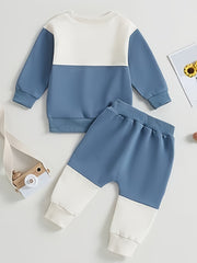 Baby Boys Block Long Sleeve Top Pants Set Fall Winter Outfit