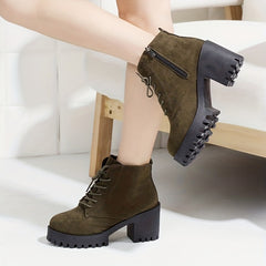 Chunky Heeled Ankle Boots Lace Up Platform Boots Oktoberfest Dress Shoes