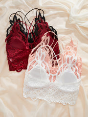 4pcs Lace Wireless Bras Hollow Out Bra Women's Lingerie