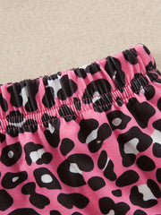 2pcs Baby Girls Leopard Print Shorts & Headband Set