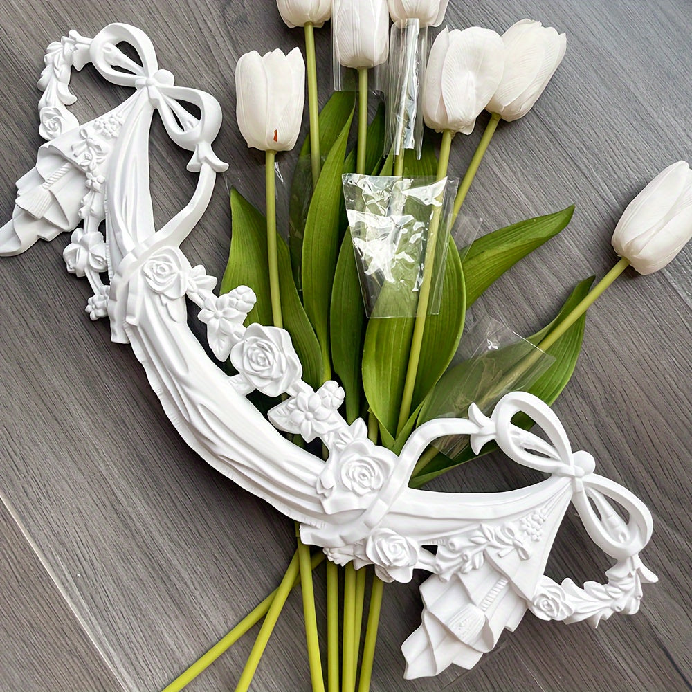 1pc PU Decorative Corner Flower Carved Living Room Ceiling Lamp Panel