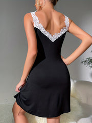 Lace Tank Nightdress V Neck Backless Sleep Dress
