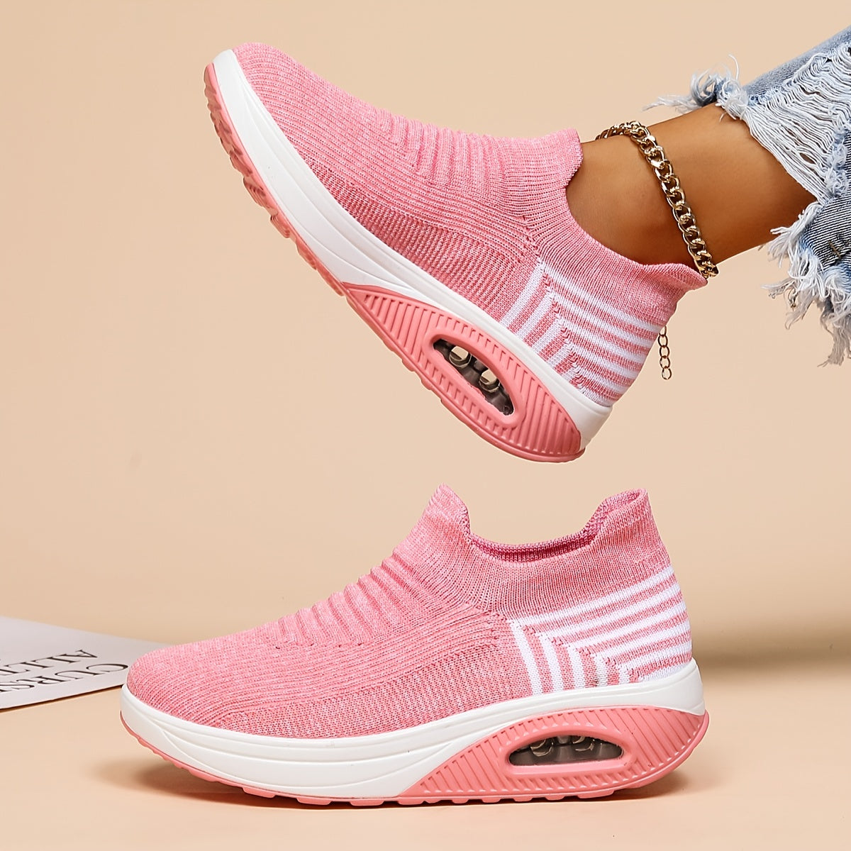 Women's Breathable Knit Sneakers Low Top Slip On Shoes