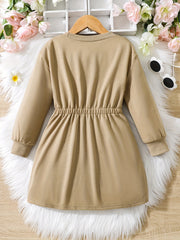 Girls' Letter Print Long Sleeve Casual Dress For Party Vacation