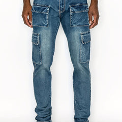 Men's Distressed Denim Pants Tapered Fit