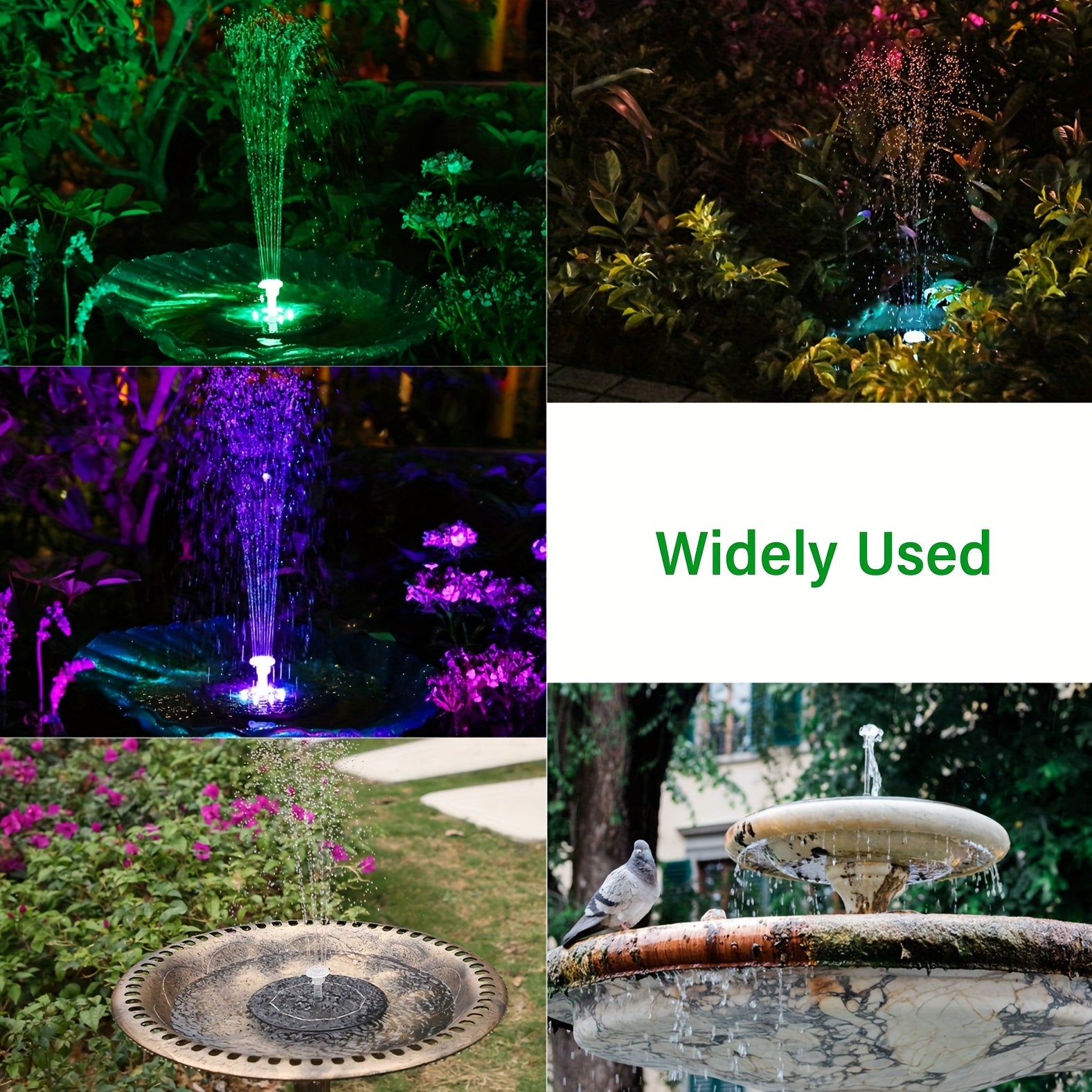 Solar Bird Bath Fountain Pump with 6 Nozzles - Solar Powered Water Fountain Pump