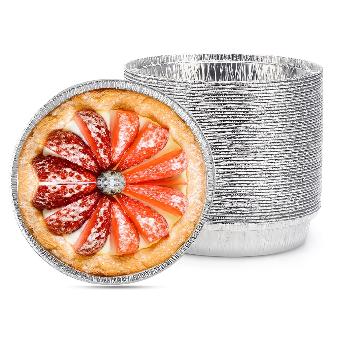 50pcs Disposable Aluminum Foil Pie Pan 9 1'' Round Baking Cake Pan